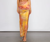 Golden Hour Maxirock mit Batikmuster